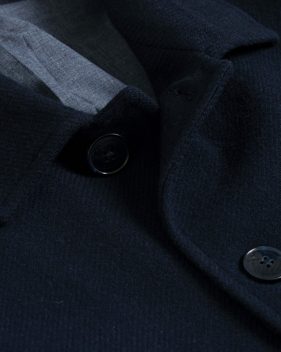 Herre | Jakker | Hackett | Washed Wool Twill Coat Navy