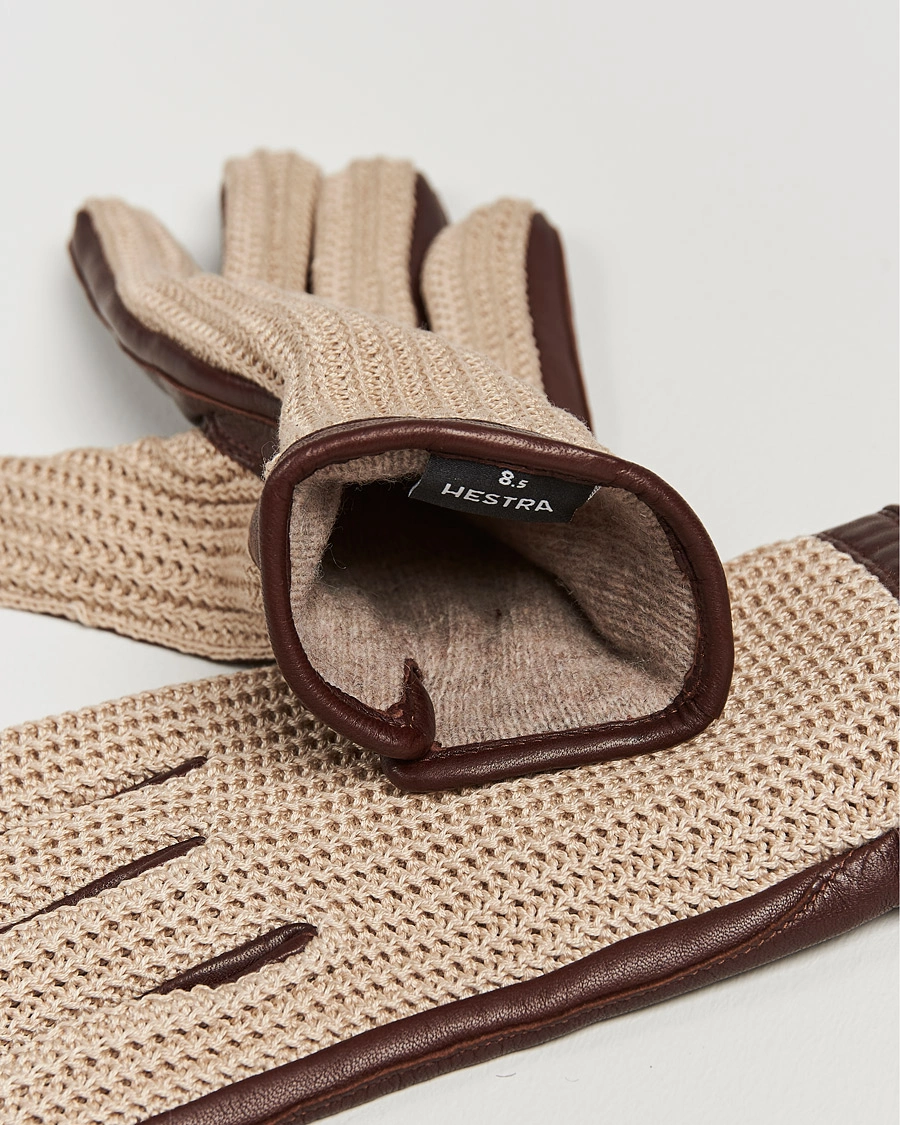 Herre |  | Hestra | Adam Crochet Wool Lined Glove Chestnut/Beige