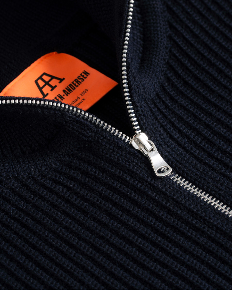Herre | Trøjer | Andersen-Andersen | Navy Half Zip Pockets Sweater Navy Blue