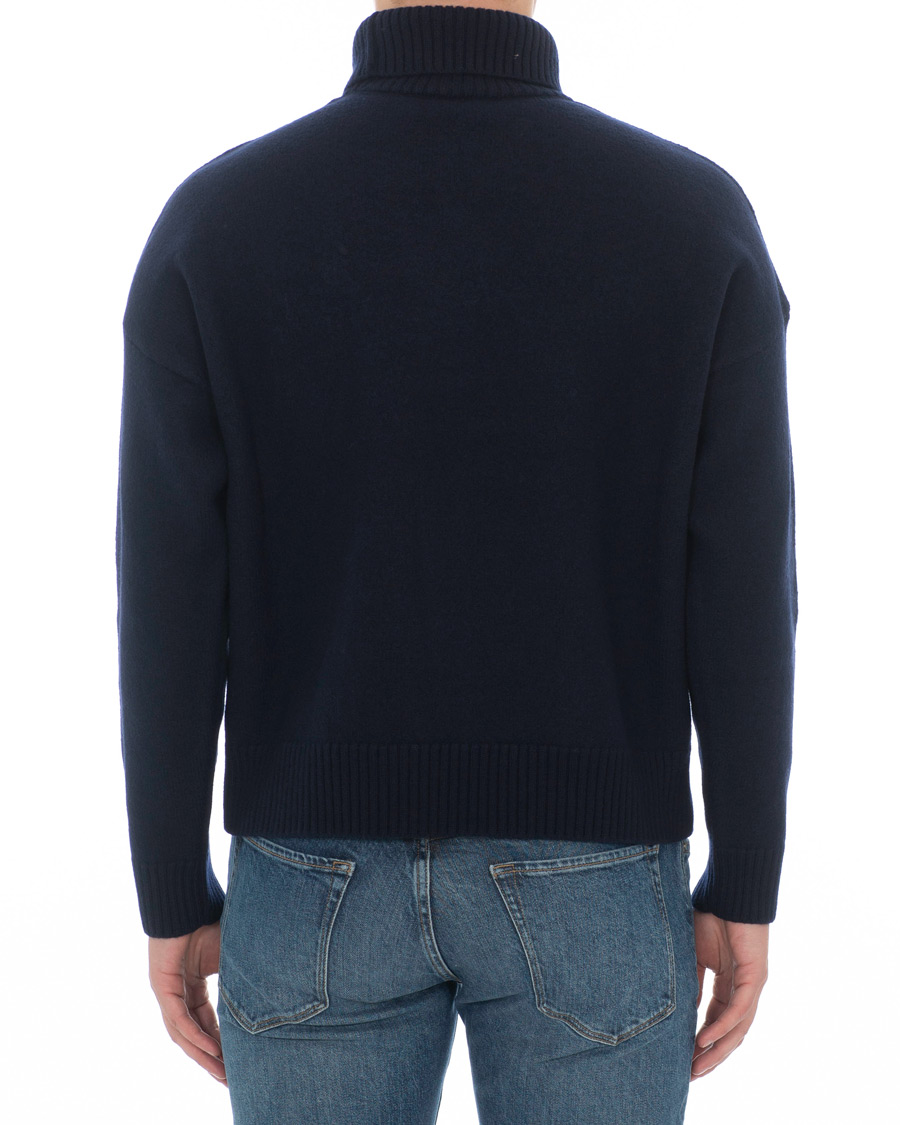 Herre | Trøjer | AMI | Oversized Heart Logo Wool Rollneck Navy