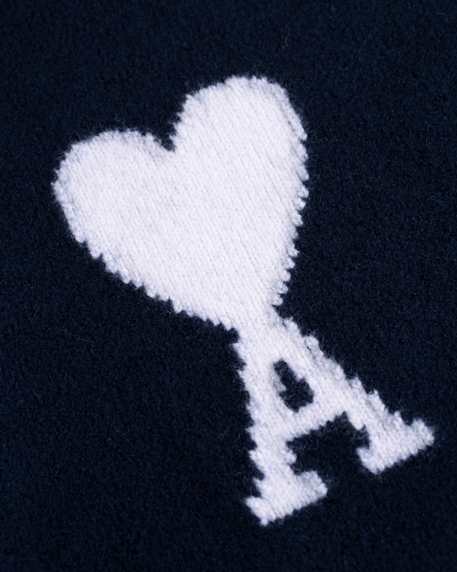 Herre | Trøjer | AMI | Oversized Heart Logo Wool Rollneck Navy
