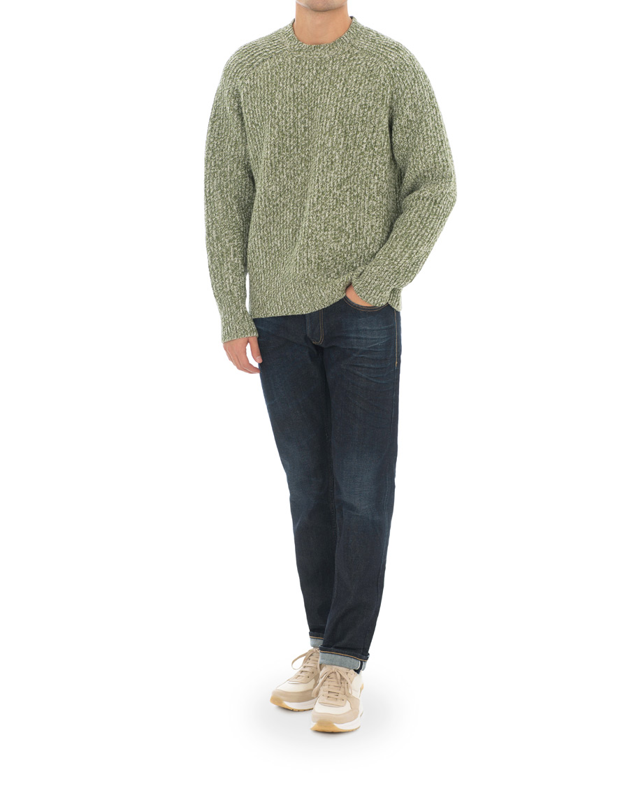 Herre | Trøjer | AMI | Mouline Ribbed Crew Neck Sweater Green/White