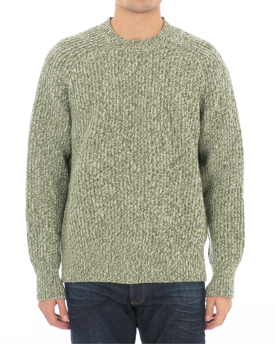 Herre | Trøjer | AMI | Mouline Ribbed Crew Neck Sweater Green/White