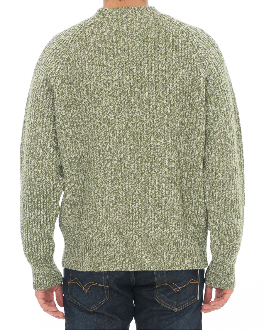 Herre | Trøjer | AMI | Mouline Ribbed Crew Neck Sweater Green/White
