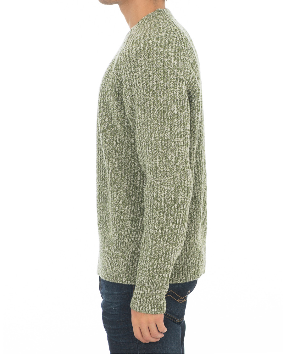 Herre | Trøjer | AMI | Mouline Ribbed Crew Neck Sweater Green/White