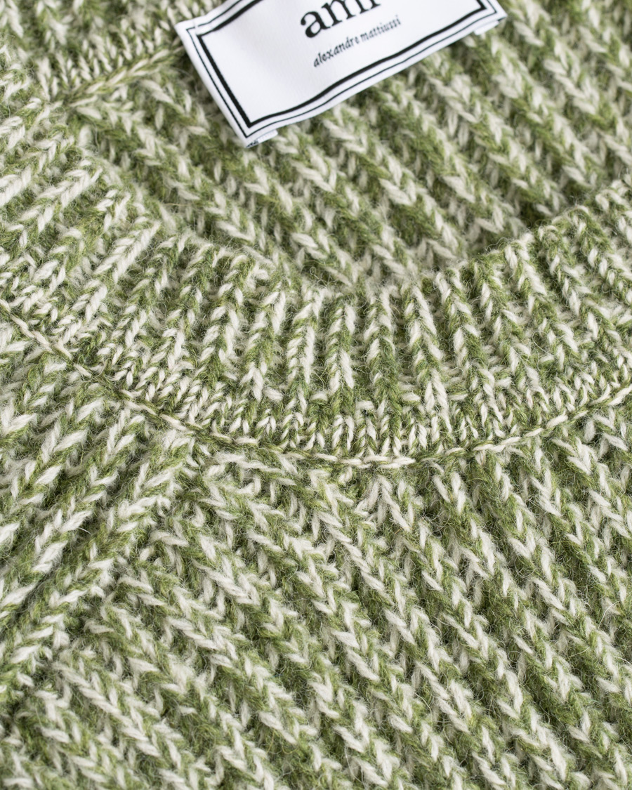 Herre | Trøjer | AMI | Mouline Ribbed Crew Neck Sweater Green/White
