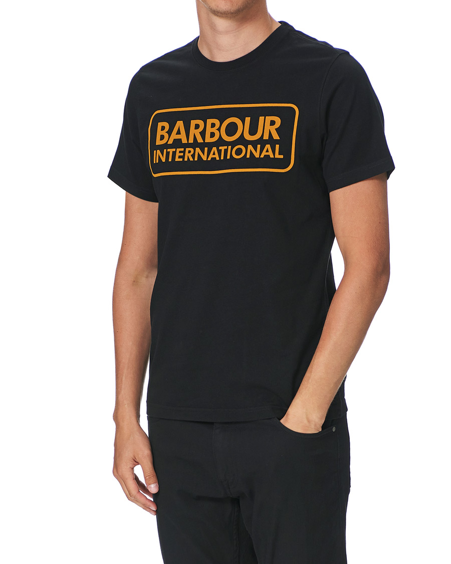 Herre | T-Shirts | Barbour International | Large Logo Crew Neck Tee Black