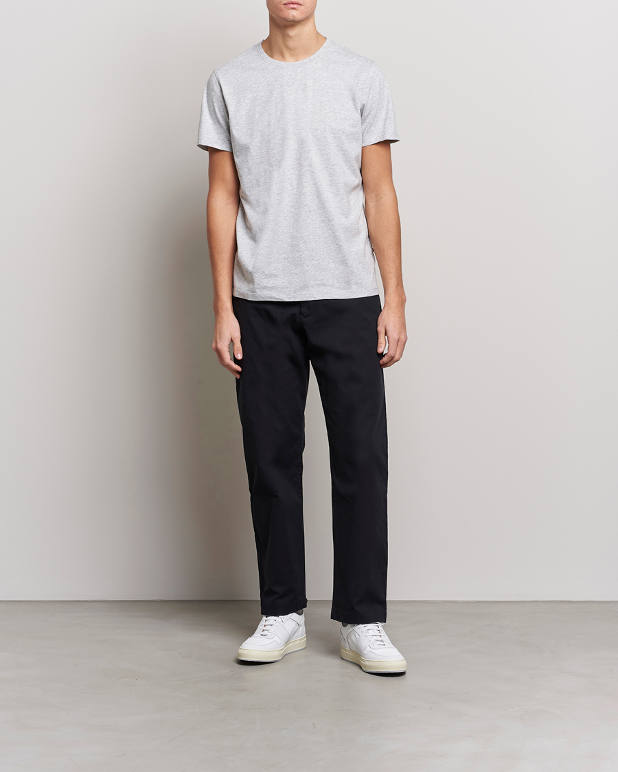 Herre | T-Shirts | NN07 | Pima Crew Neck Tee Light Grey Melange