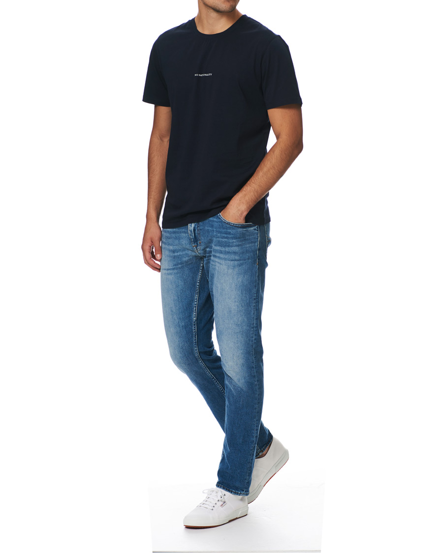 Herre | T-Shirts | NN07 | Ethan Printed Crew Neck Tee Navy Blue