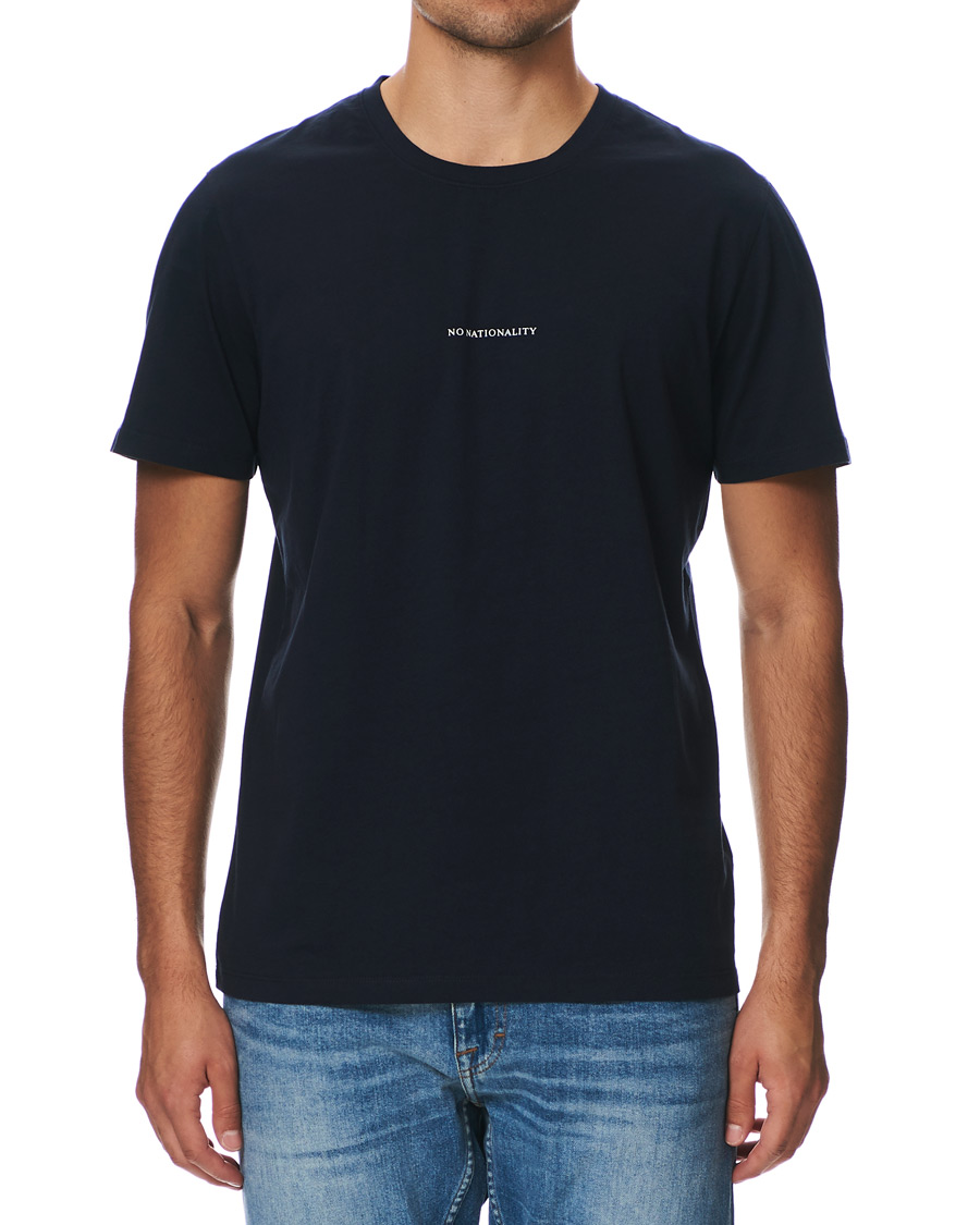 Herre | T-Shirts | NN07 | Ethan Printed Crew Neck Tee Navy Blue