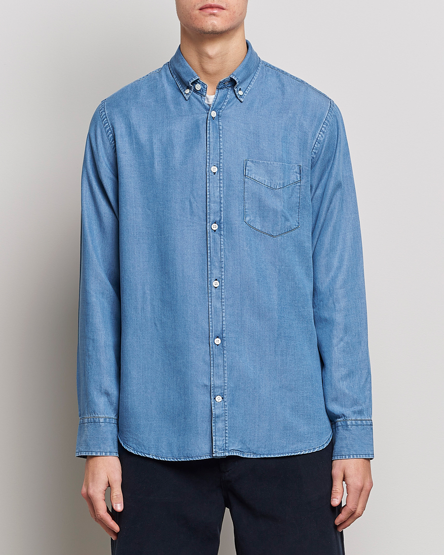 Herre | Tøj | NN07 | Levon Tencel Denim Shirt Light Blue