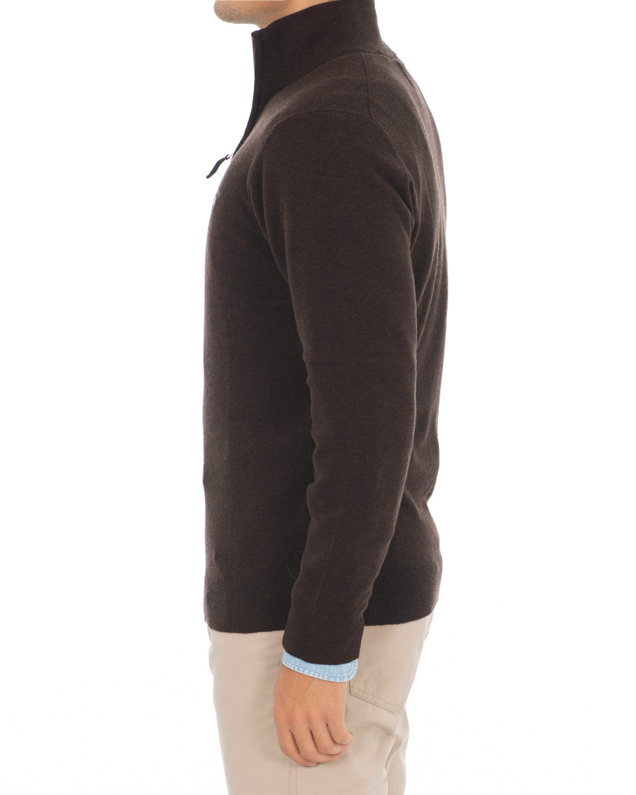 Herre | Trøjer | GANT | Lambswool Half Zip Dark Brown