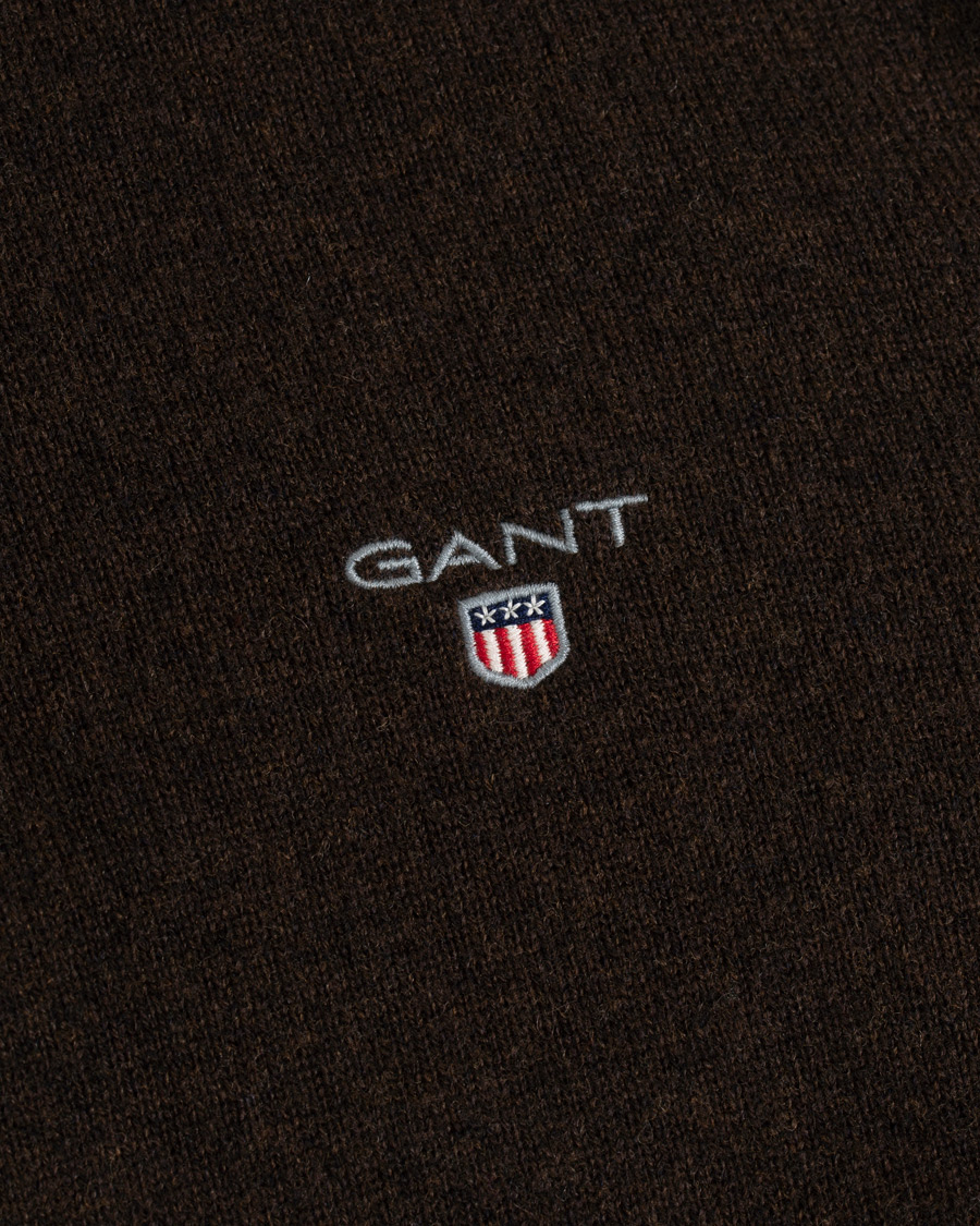 Herre | Trøjer | GANT | Lambswool Half Zip Dark Brown