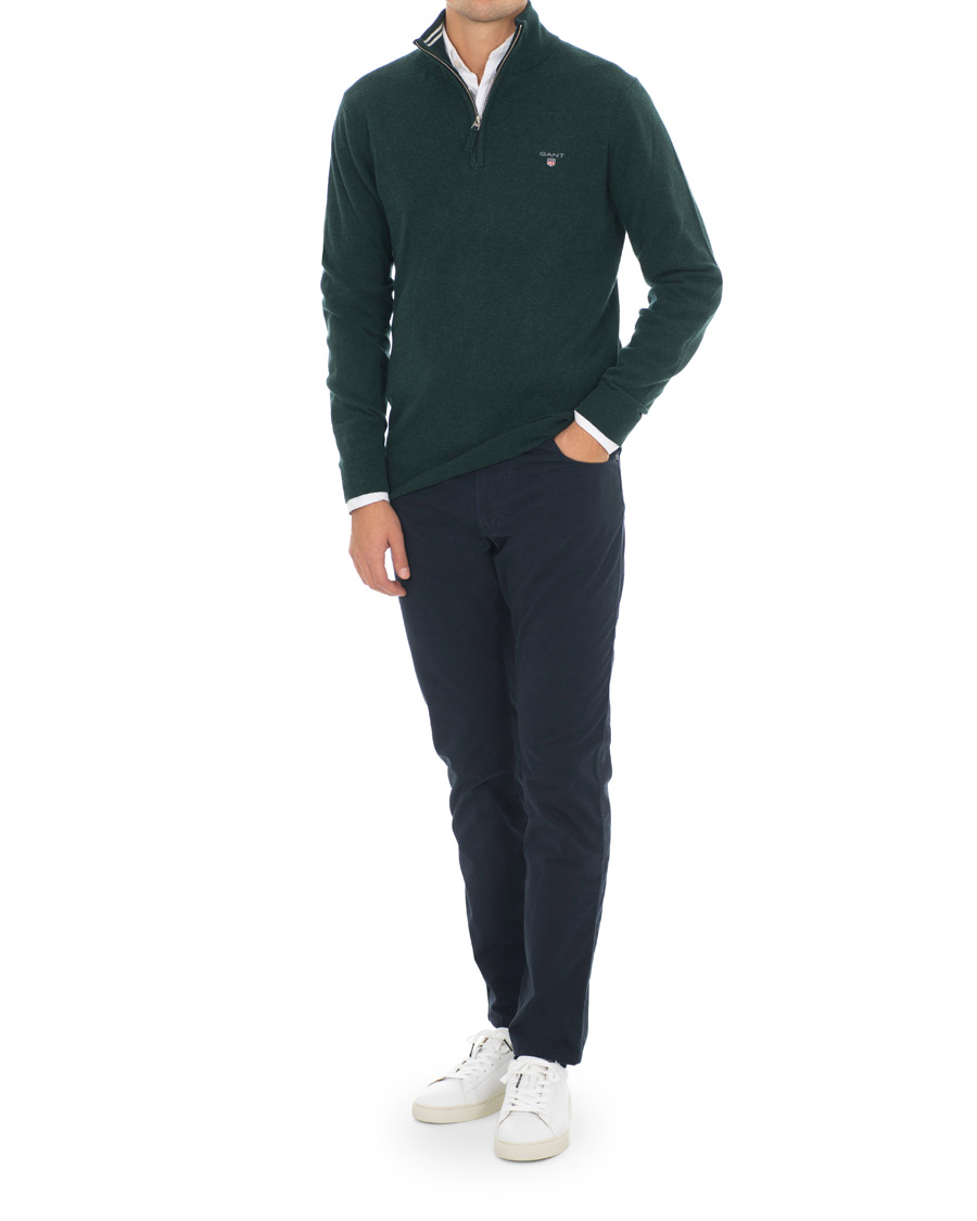 Herre | Trøjer | GANT | Lambswool Half Zip Tartan Green
