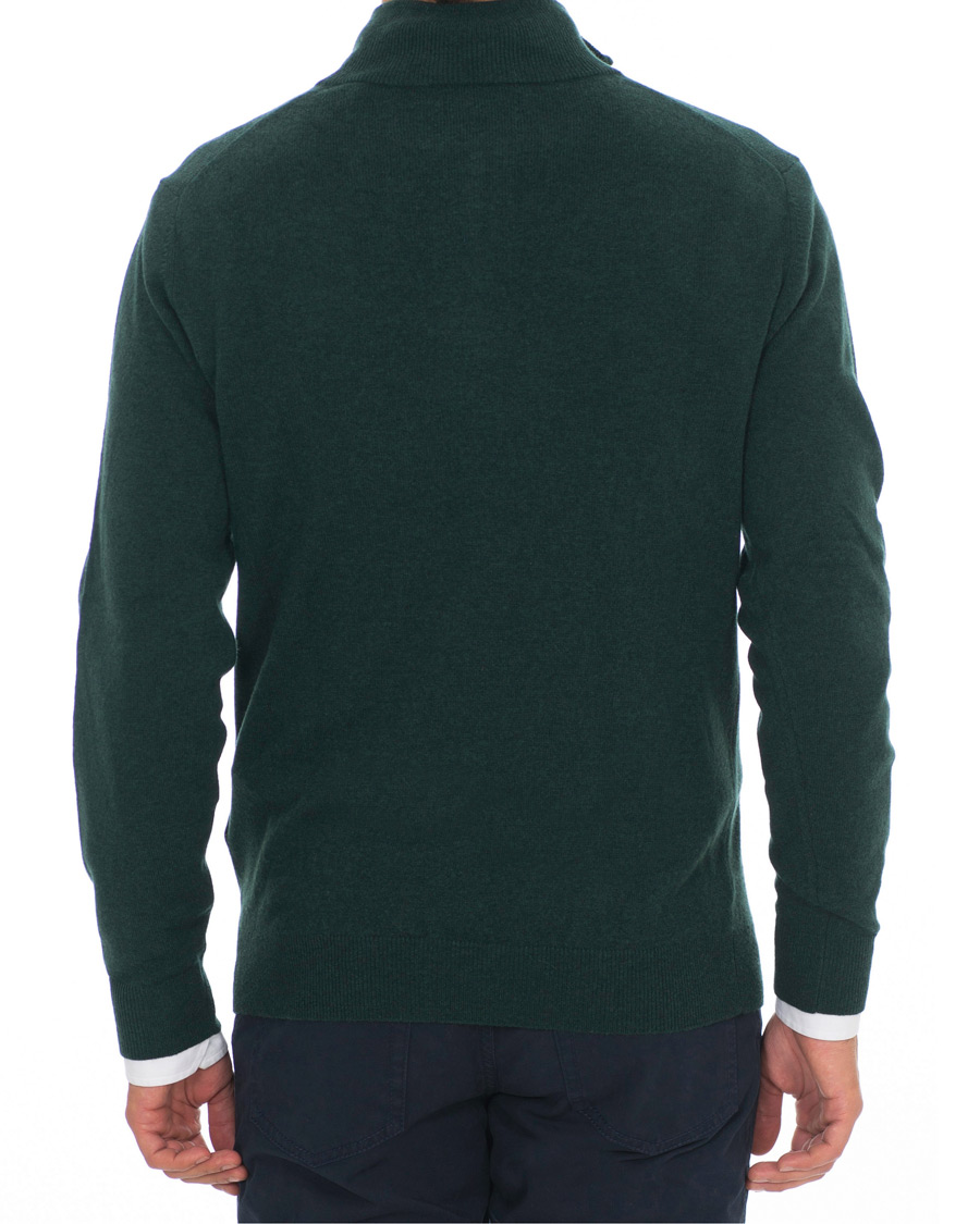 Herre | Trøjer | GANT | Lambswool Half Zip Tartan Green