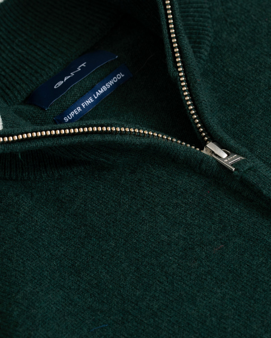 Herre | Trøjer | GANT | Lambswool Half Zip Tartan Green