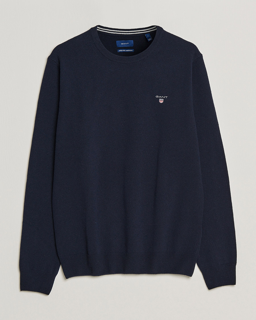 Herre | Trøjer | GANT | Lambswool Crew Neck Pullover Marine