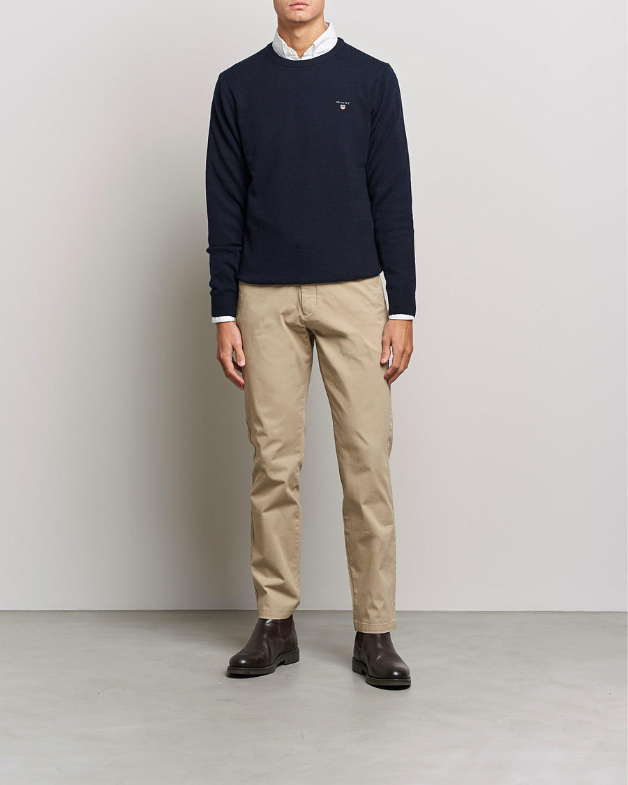 Herre | Trøjer | GANT | Lambswool Crew Neck Pullover Marine