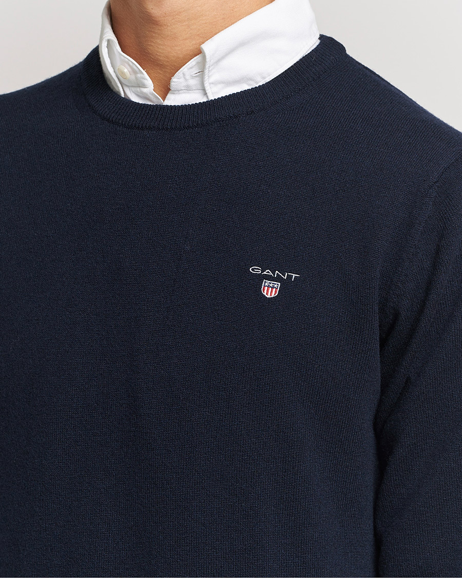 Herre | Trøjer | GANT | Lambswool Crew Neck Pullover Marine