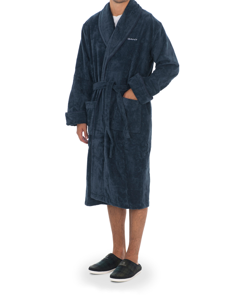 Herre | Pyjamas & Morgenkåber | GANT | Premium Velour Robe Evening Blue