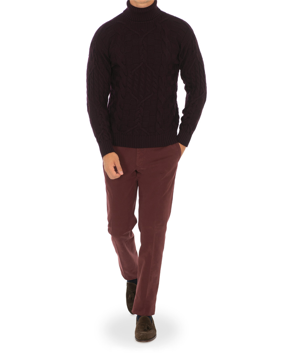 Herre | Bukser | Incotex | Slim Fit Comfort Chino Burgundy