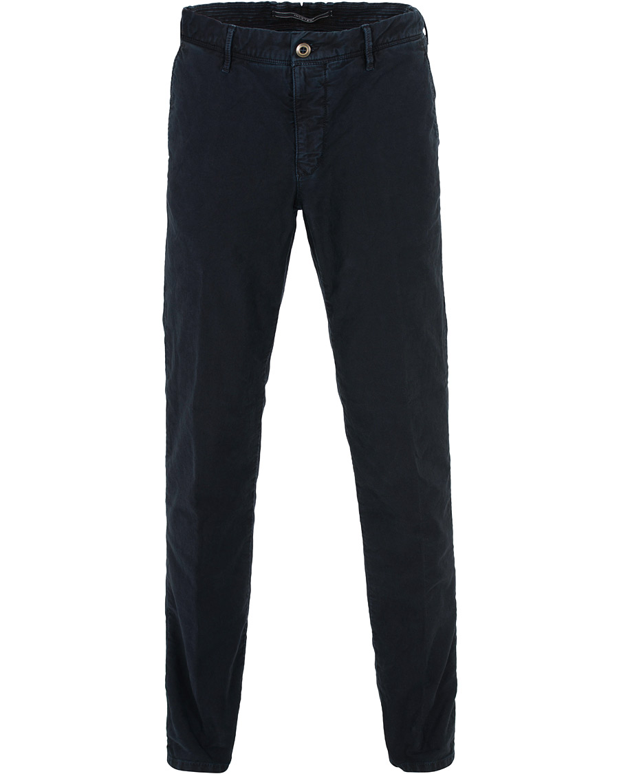 Herre | Bukser | Incotex | Regular Fit Garment Dyed Washed Slacks Navy