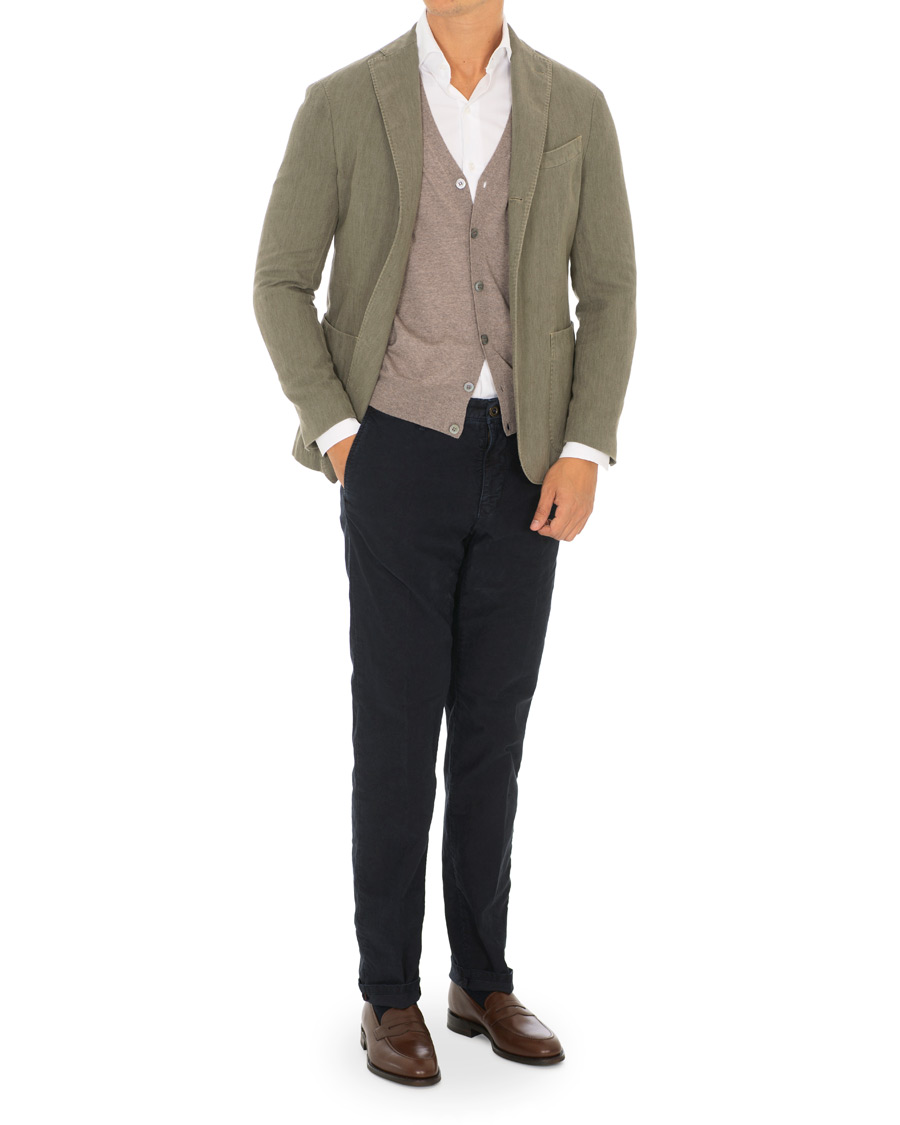 Herre | Bukser | Incotex | Regular Fit Garment Dyed Washed Slacks Navy