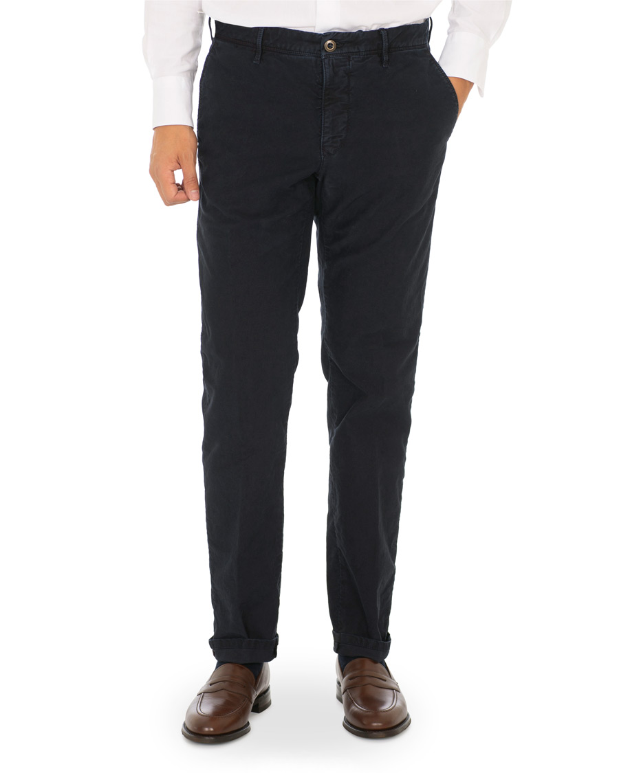 Herre | Bukser | Incotex | Regular Fit Garment Dyed Washed Slacks Navy