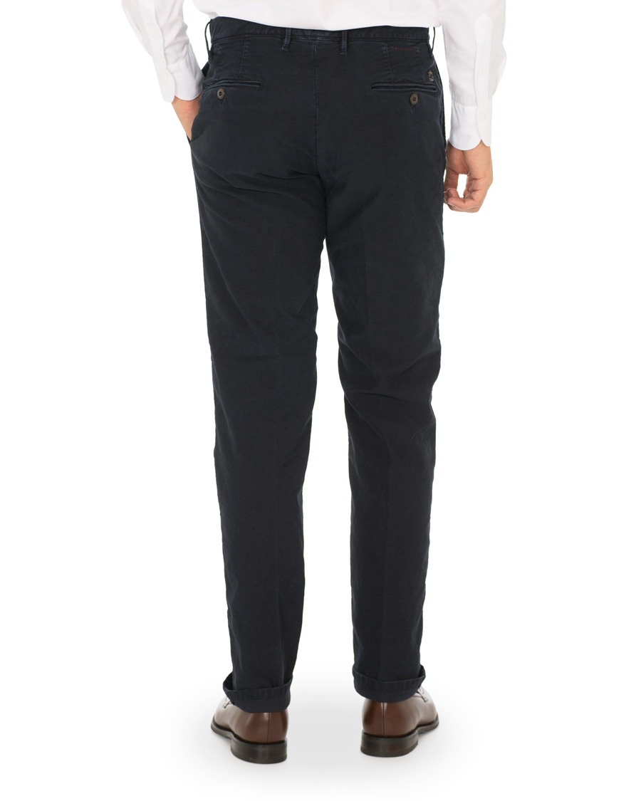 Herre | Bukser | Incotex | Regular Fit Garment Dyed Washed Slacks Navy