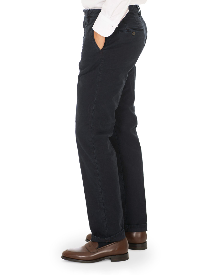 Herre | Bukser | Incotex | Regular Fit Garment Dyed Washed Slacks Navy