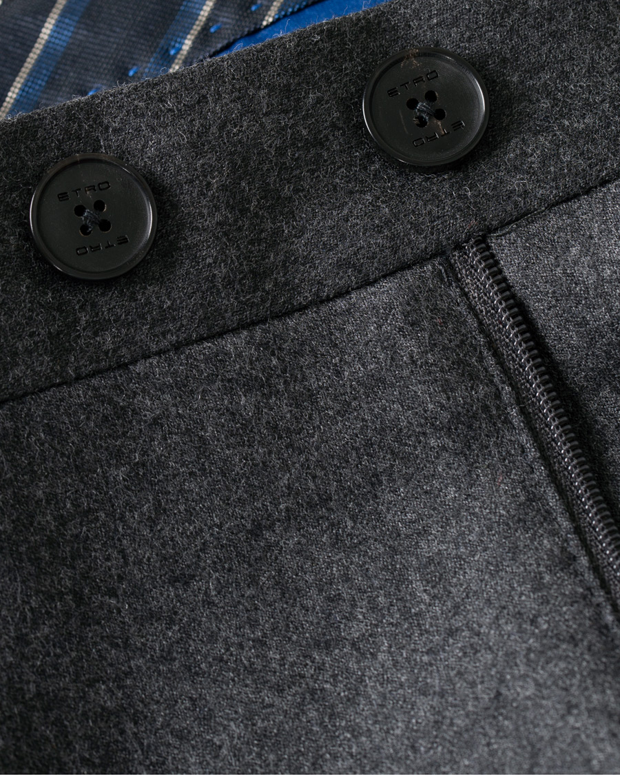 Herre | Bukser | Etro | Single Pleat Flannel Trouser Charcoal 46