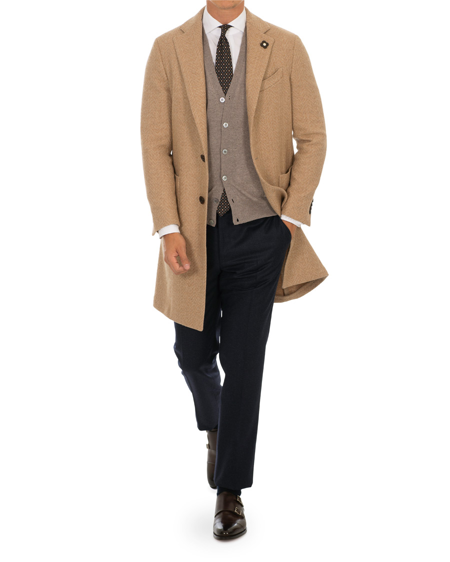 Herre | Jakker | Lardini | Three Roll-Two Patch Pocket Wool Coat Beige