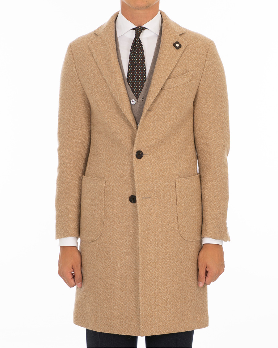 Herre | Jakker | Lardini | Three Roll-Two Patch Pocket Wool Coat Beige