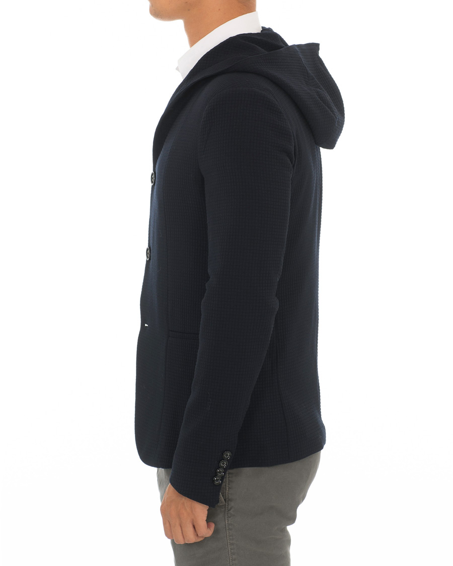 Herre | Blazere & jakker | Emporio Armani | Structured Knitted Blazer Hoodie Navy