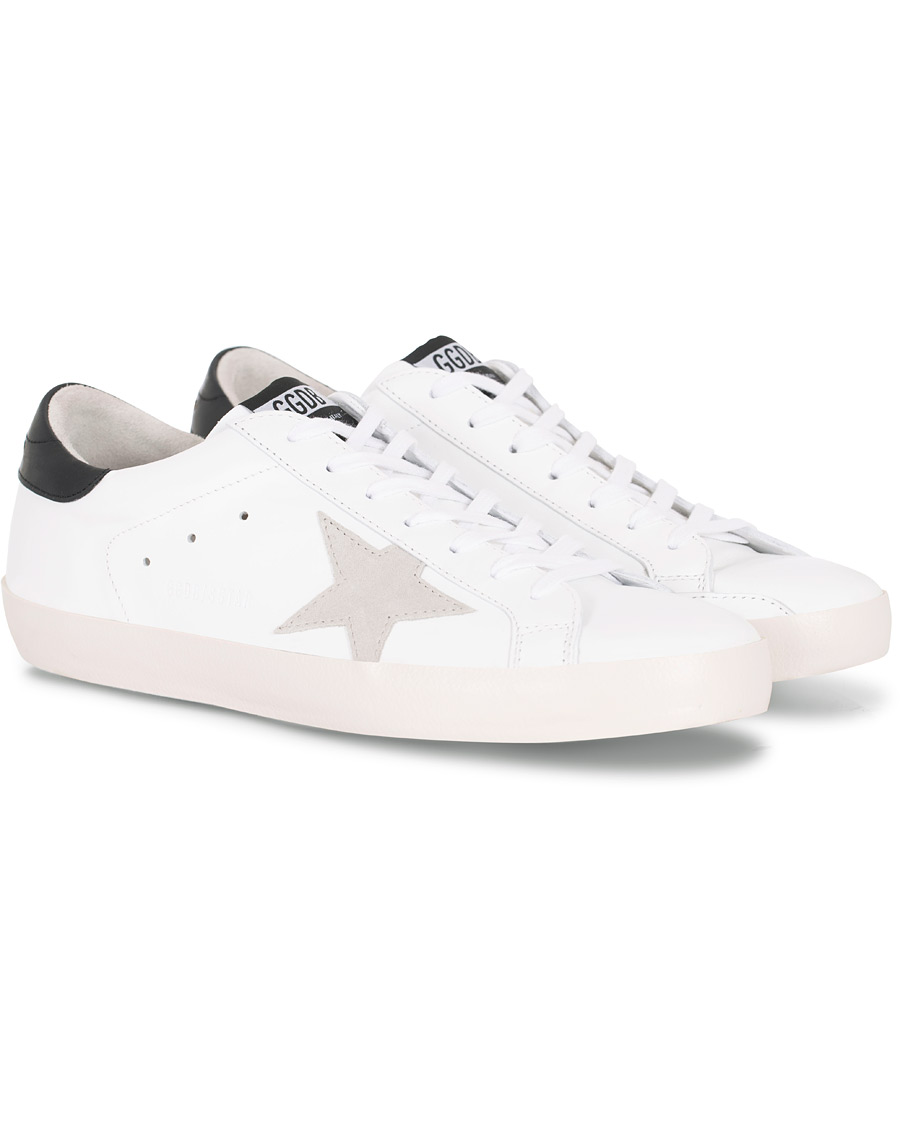 Herre | Golden Goose Deluxe Brand Black/Gold Lettering Superstar Sneaker White Calf | Golden Goose | Deluxe Brand Black/Gold Lettering Superstar Sneaker White Calf