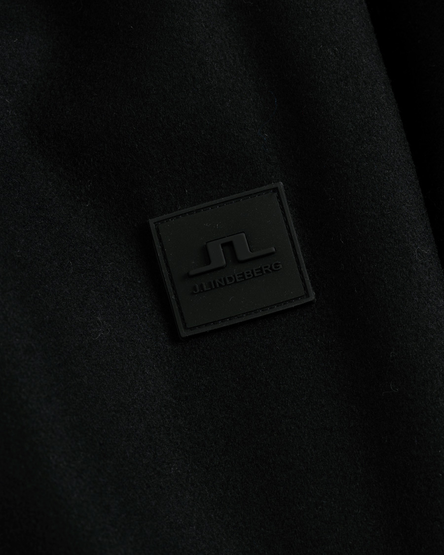 Herre | Jakker | J.Lindeberg | Kali Compact Melton Stand Up Collar Coat Black