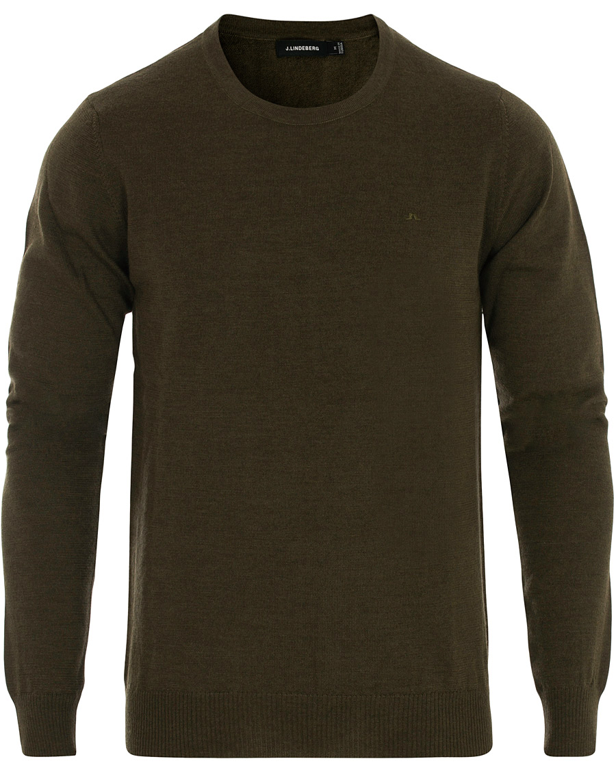 Herre | Trøjer | J.Lindeberg | Lyle True Merino Crew Neck Pullover Green