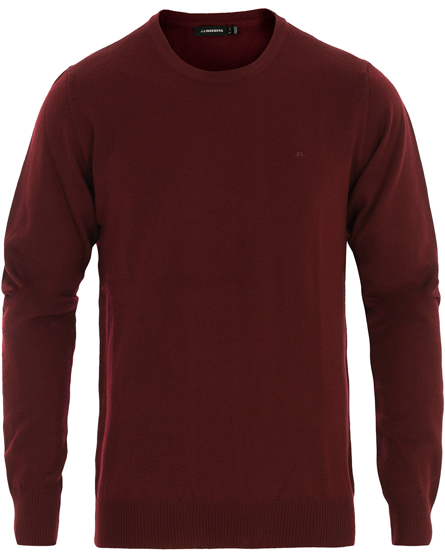 Herre | Trøjer | J.Lindeberg | Lyle True Merino Crew Neck Pullover Wine Red