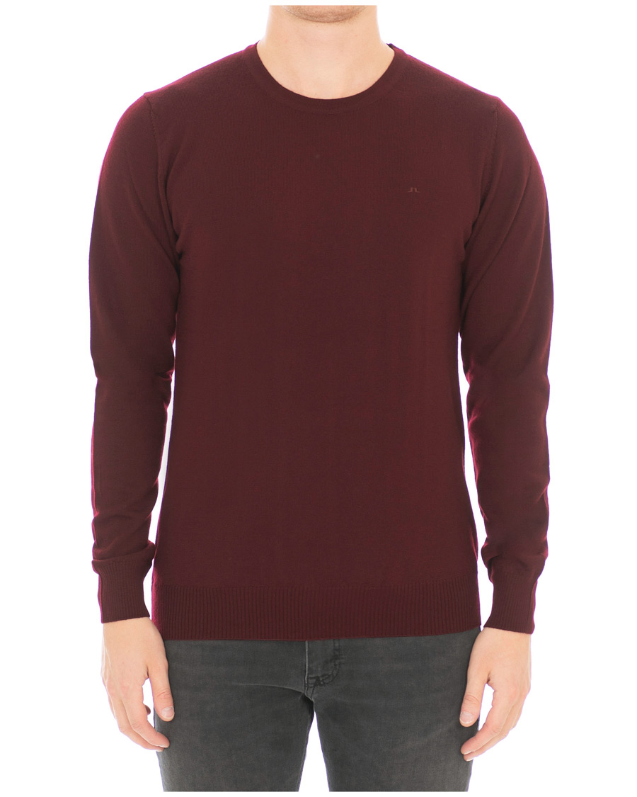 Herre | Trøjer | J.Lindeberg | Lyle True Merino Crew Neck Pullover Wine Red