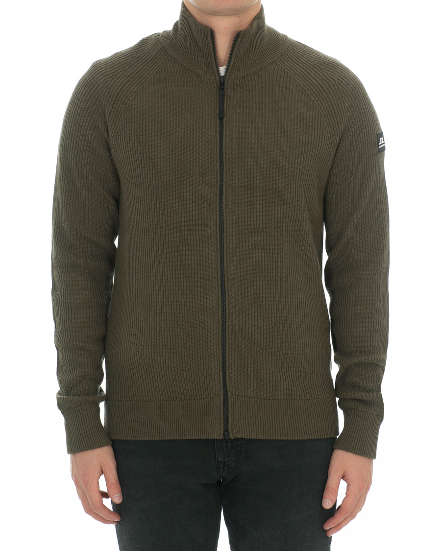 Herre | Trøjer | J.Lindeberg | Carlo Cotton/Wool Full Zip Green