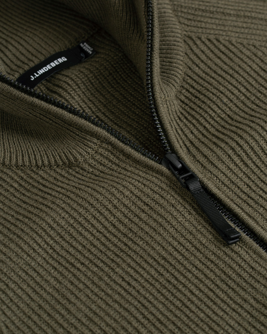Herre | Trøjer | J.Lindeberg | Carlo Cotton/Wool Full Zip Green