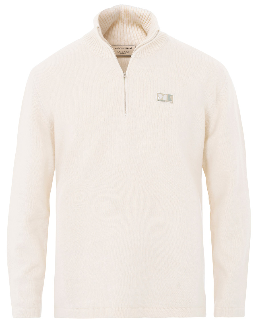 Herre | Trøjer | Maison Kitsuné | Wool/Cashmere Zip Collar Pullover Ecru