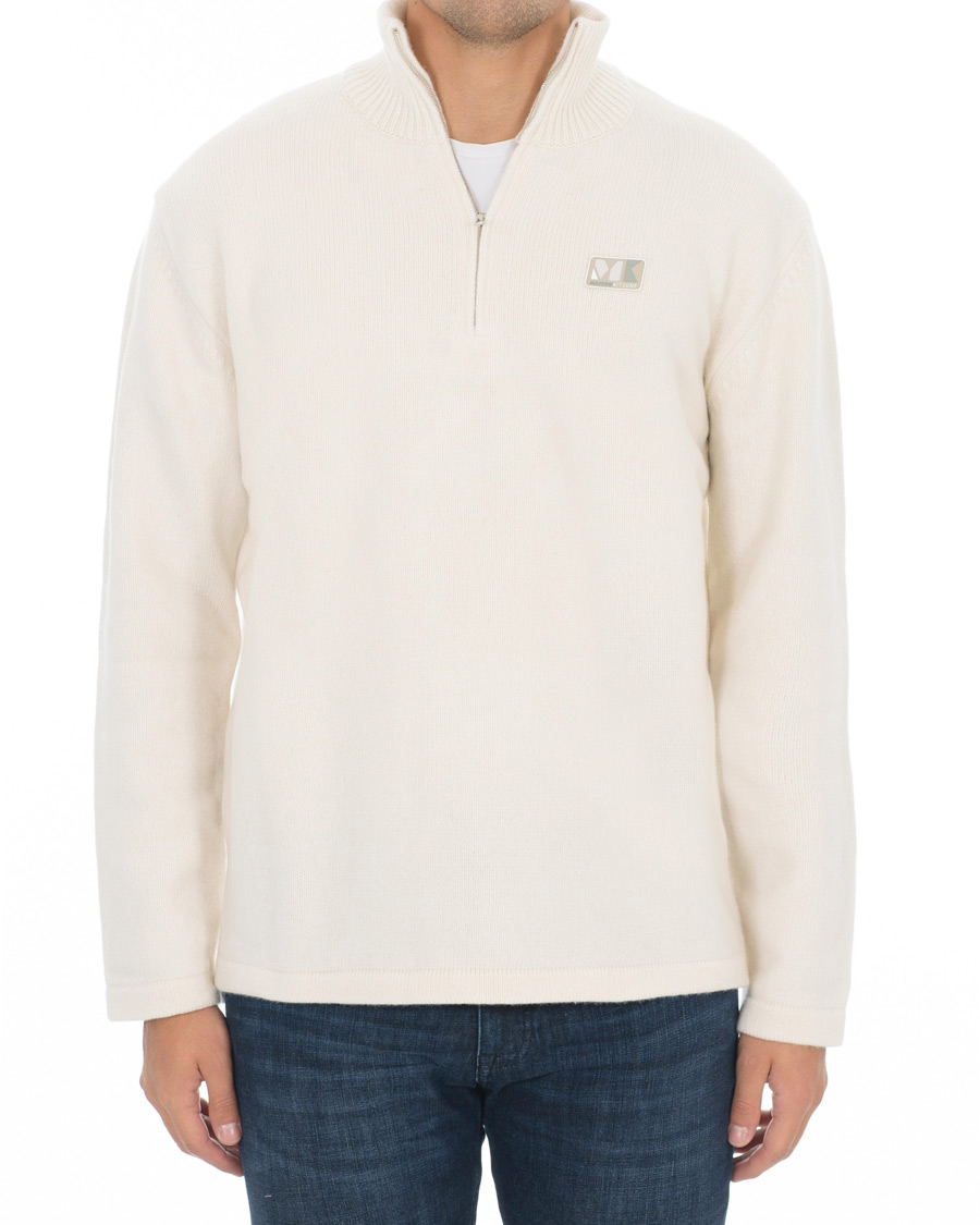 Herre | Trøjer | Maison Kitsuné | Wool/Cashmere Zip Collar Pullover Ecru