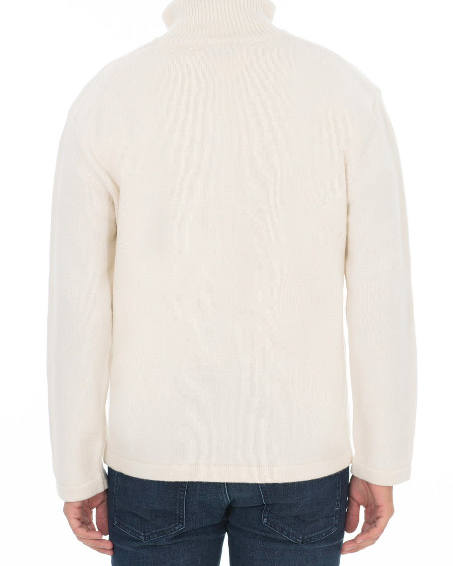 Herre | Trøjer | Maison Kitsuné | Wool/Cashmere Zip Collar Pullover Ecru
