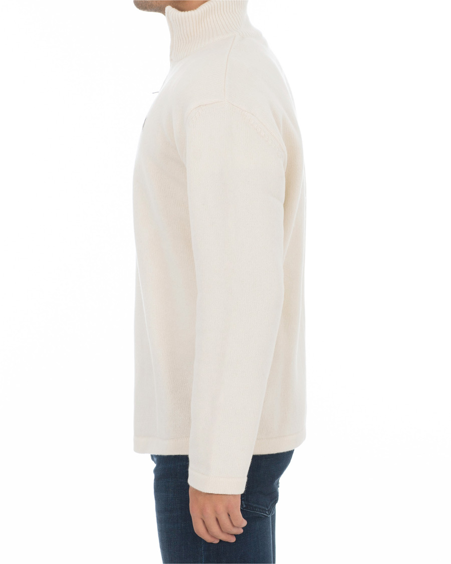 Herre | Trøjer | Maison Kitsuné | Wool/Cashmere Zip Collar Pullover Ecru