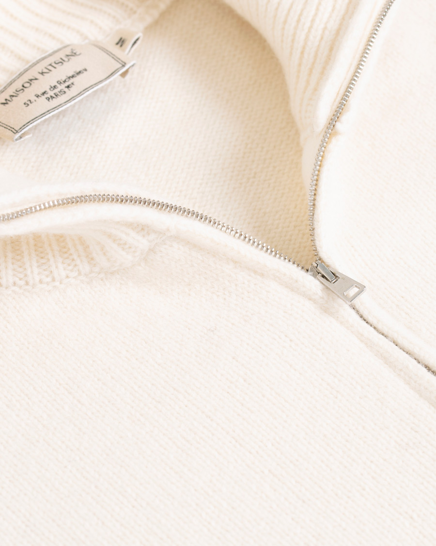Herre | Trøjer | Maison Kitsuné | Wool/Cashmere Zip Collar Pullover Ecru
