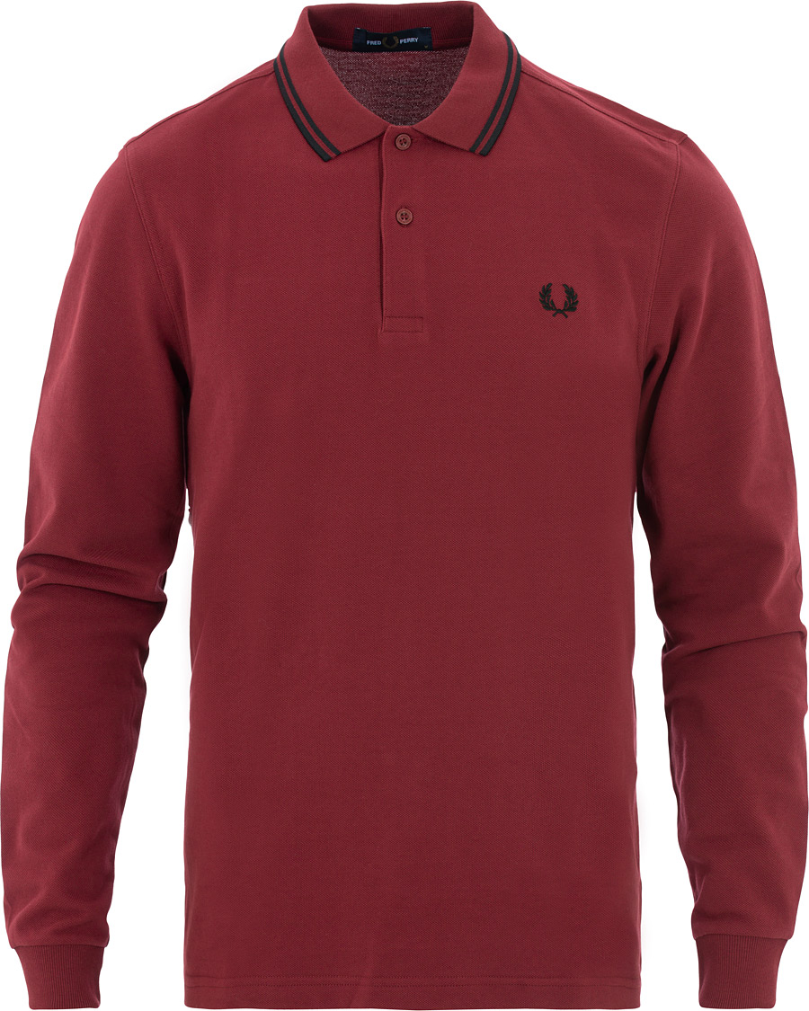 Herre | Trøjer | Fred Perry | Slim Fit Long Sleeve Polo Twin Tip Wine Red