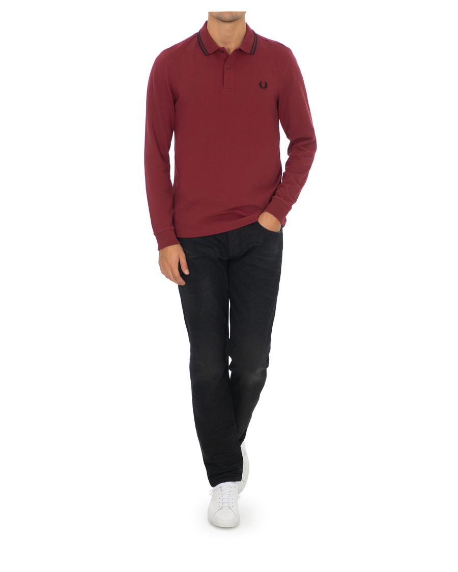 Herre | Trøjer | Fred Perry | Slim Fit Long Sleeve Polo Twin Tip Wine Red