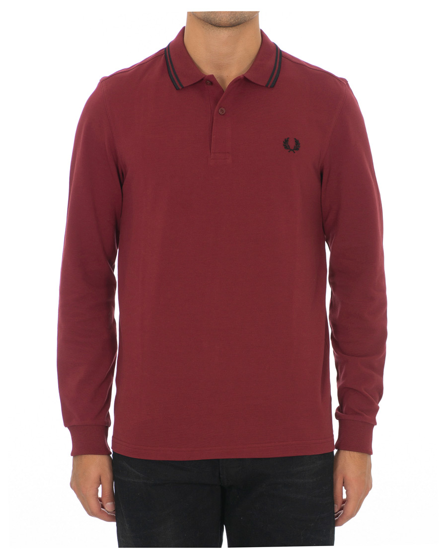 Herre | Trøjer | Fred Perry | Slim Fit Long Sleeve Polo Twin Tip Wine Red