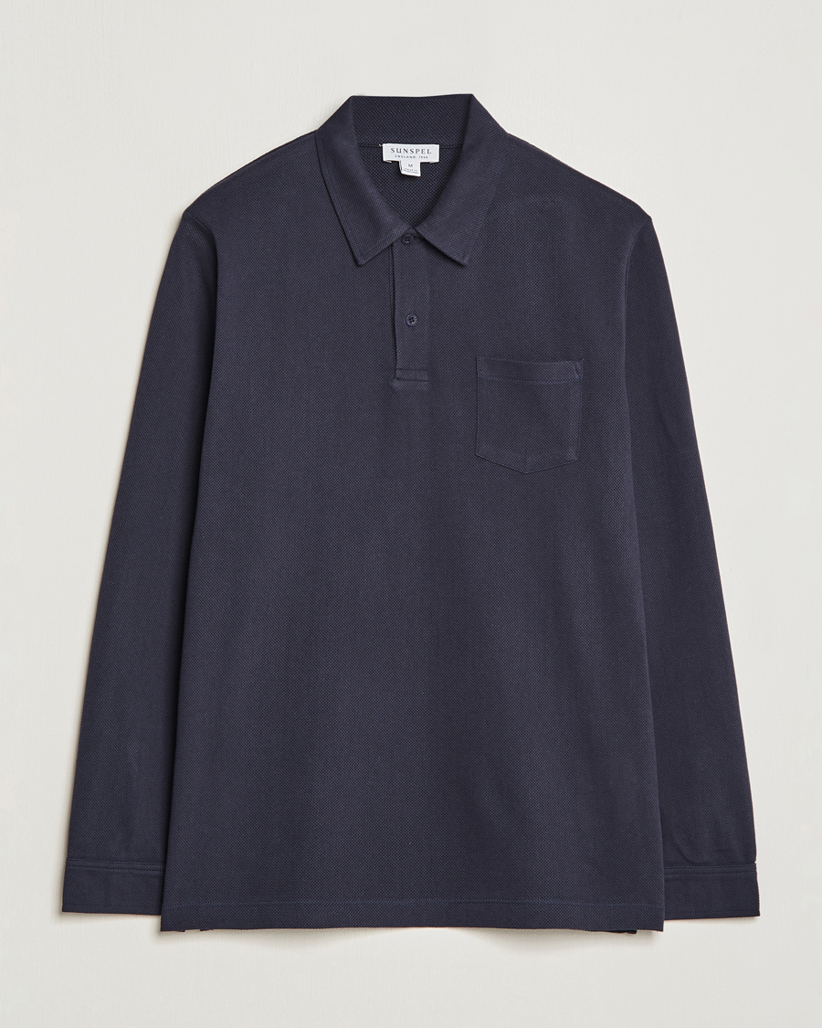 Herre | Polotrøjer | Sunspel | Long Sleeve Riviera Polo Shirt Navy